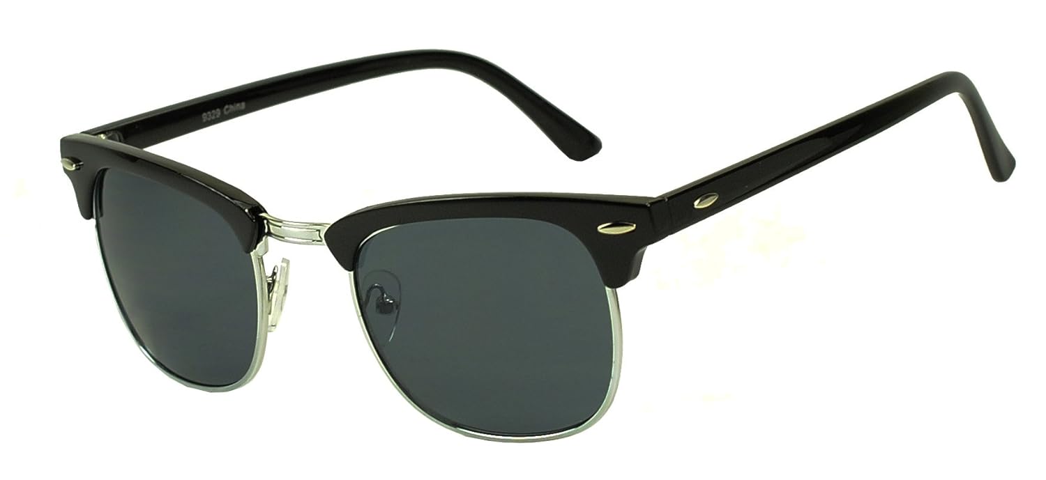 太阳镜 stop - 经典 80 年代半框黑色和银色 clubmaster 太阳镜